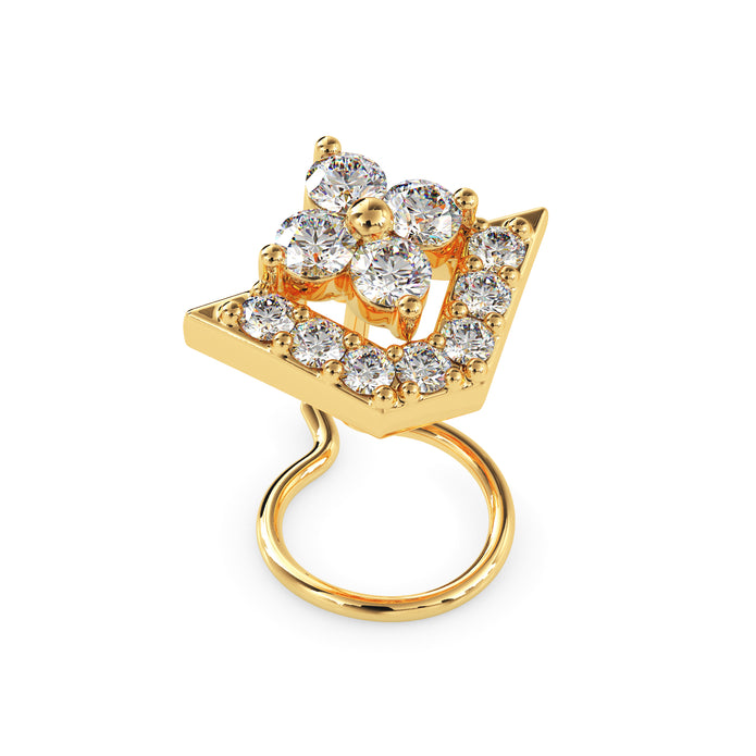0.12Ct Triangle Halo Floral Cluster Lab-Grown Diamond Gold Wire Back Stud Nosepins