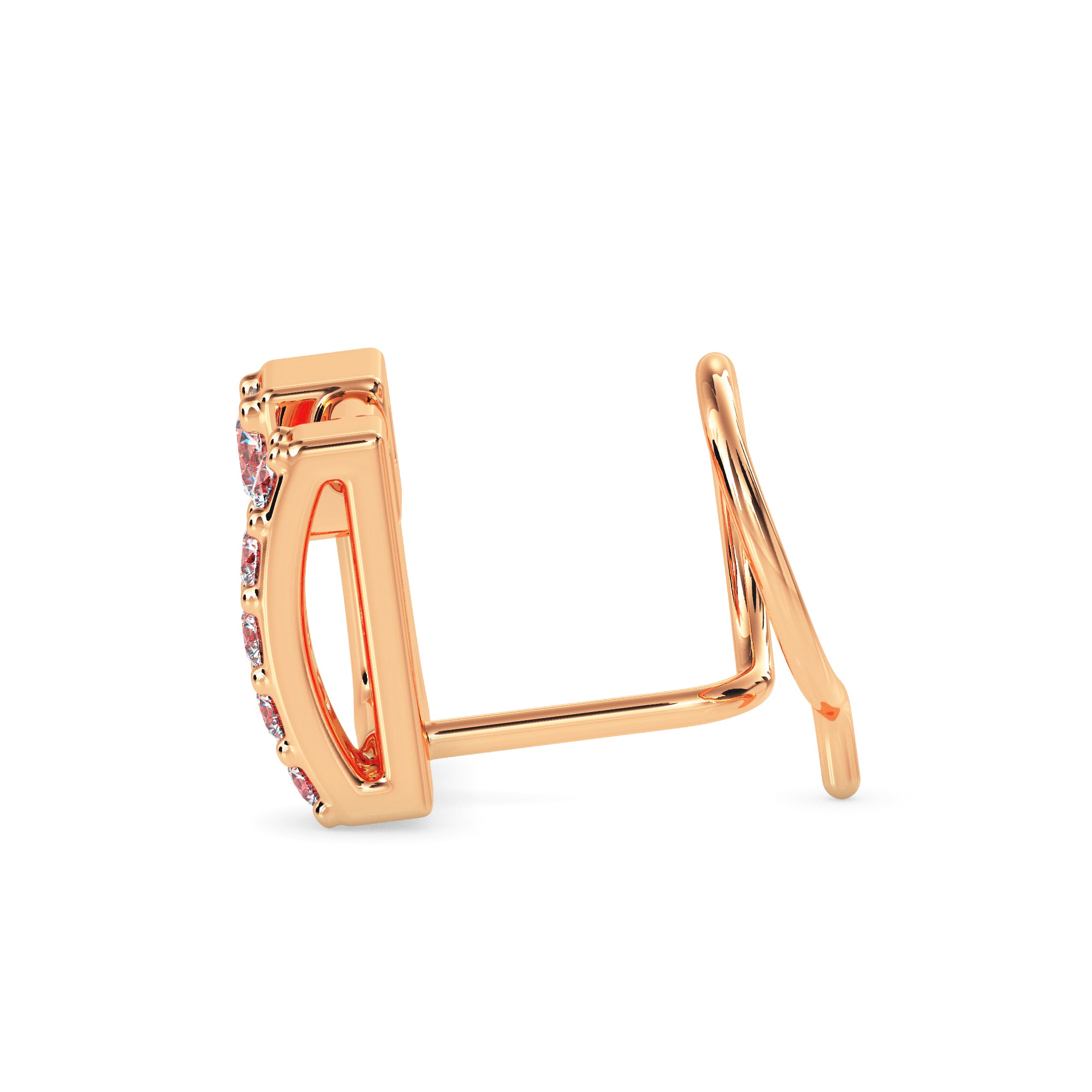 0.06Ct Square Shape Round Lab-Grown Diamond Gold Wire Back Stud Nosepins