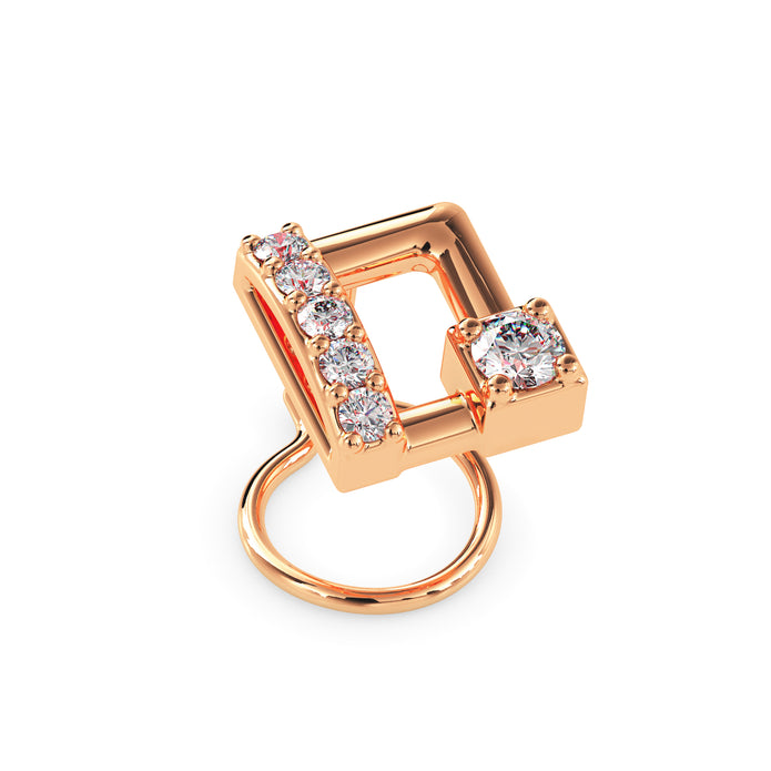 0.06Ct Square Shape Round Lab-Grown Diamond Gold Wire Back Stud Nosepins