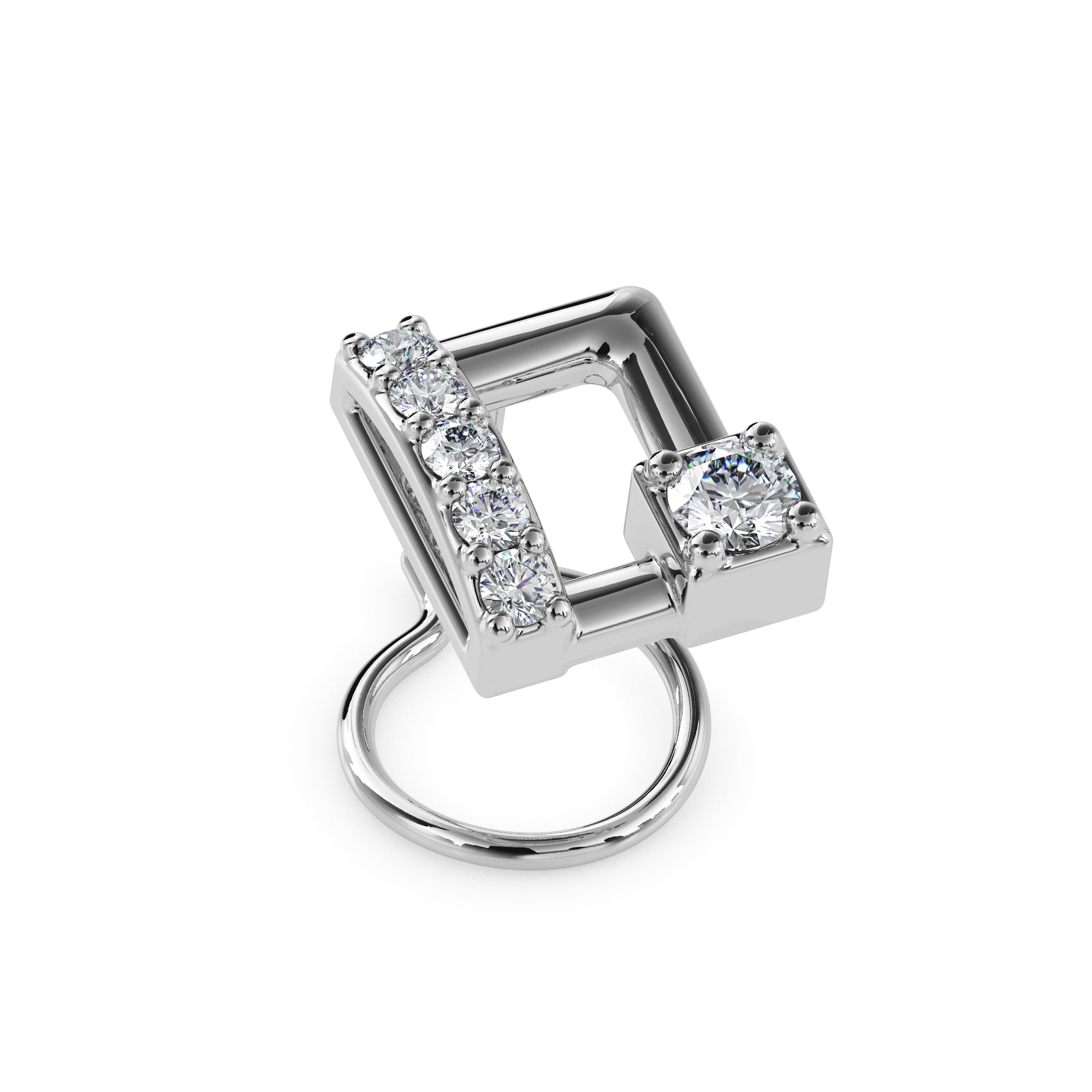 0.06Ct Square Shape Round Lab-Grown Diamond Gold Wire Back Stud Nosepins