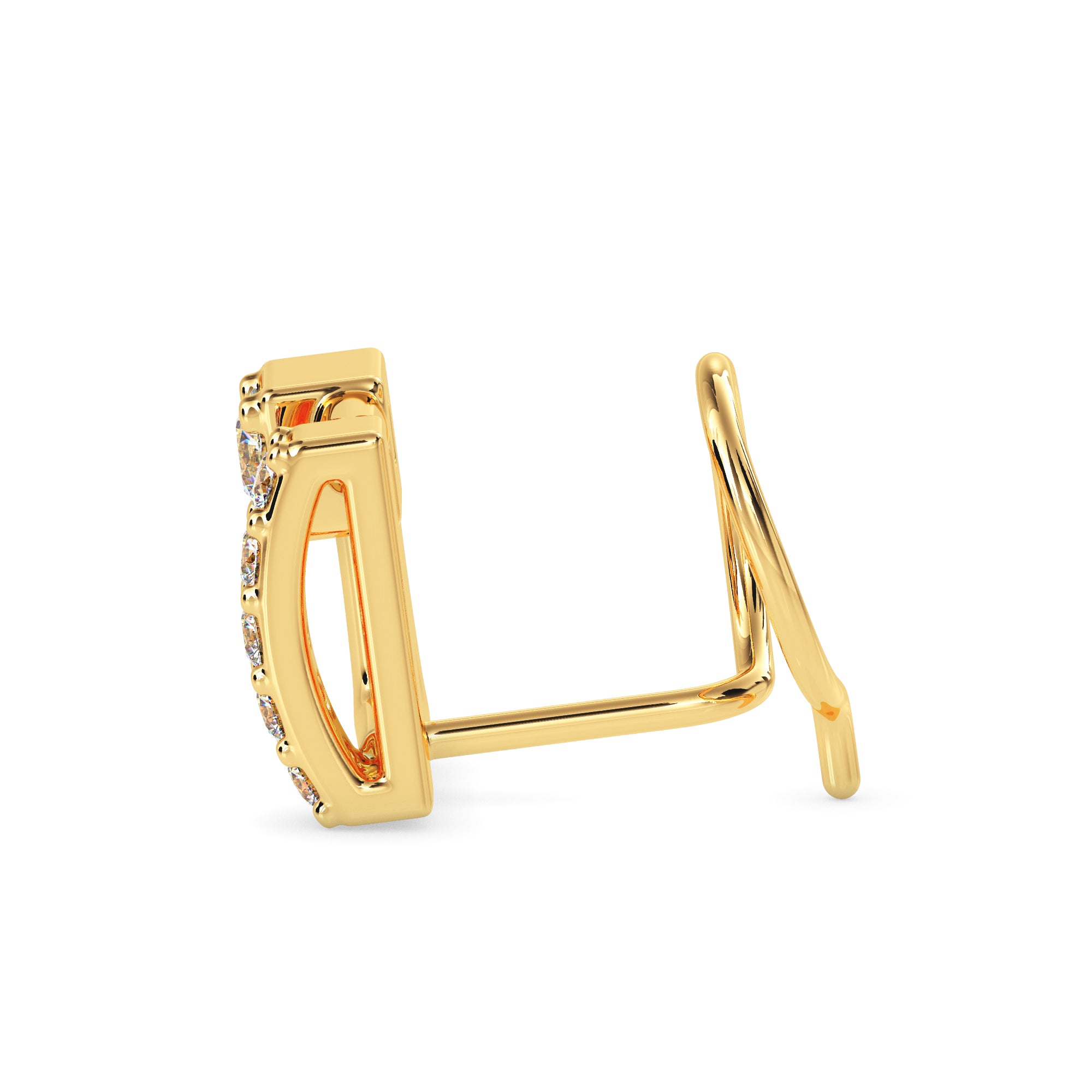 0.06Ct Square Shape Round Lab-Grown Diamond Gold Wire Back Stud Nosepins