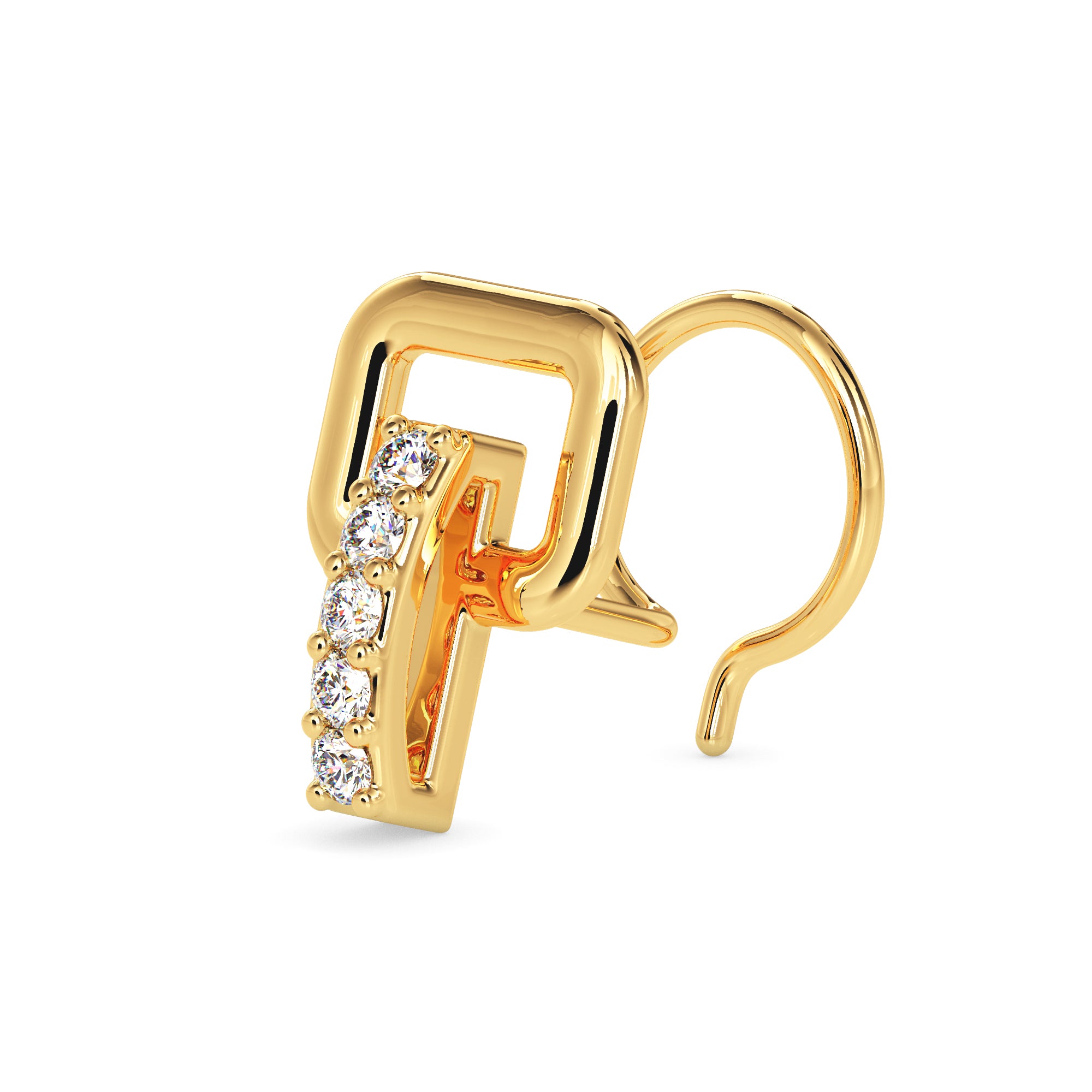 0.03Ct Vertical Bar Prong Set Lab-Grown Diamond Gold Wire Back Stud Nosepins