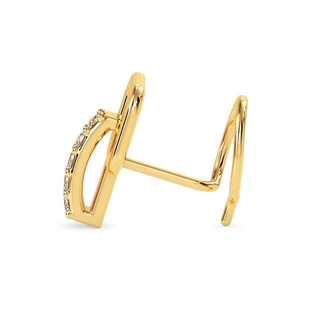 0.03Ct Vertical Bar Prong Set Lab-Grown Diamond Gold Wire Back Stud Nosepins