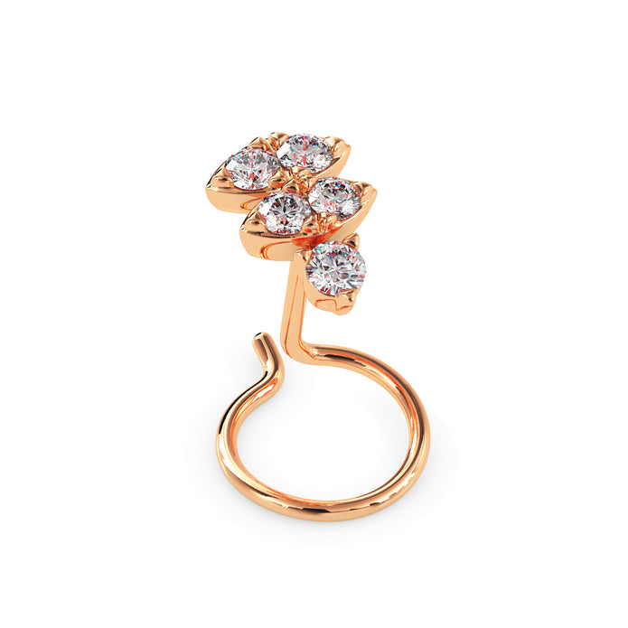 0.06Ct Round Triangle Shape Prong Lab-Grown Diamond Gold Wire Back Stud Nosepins