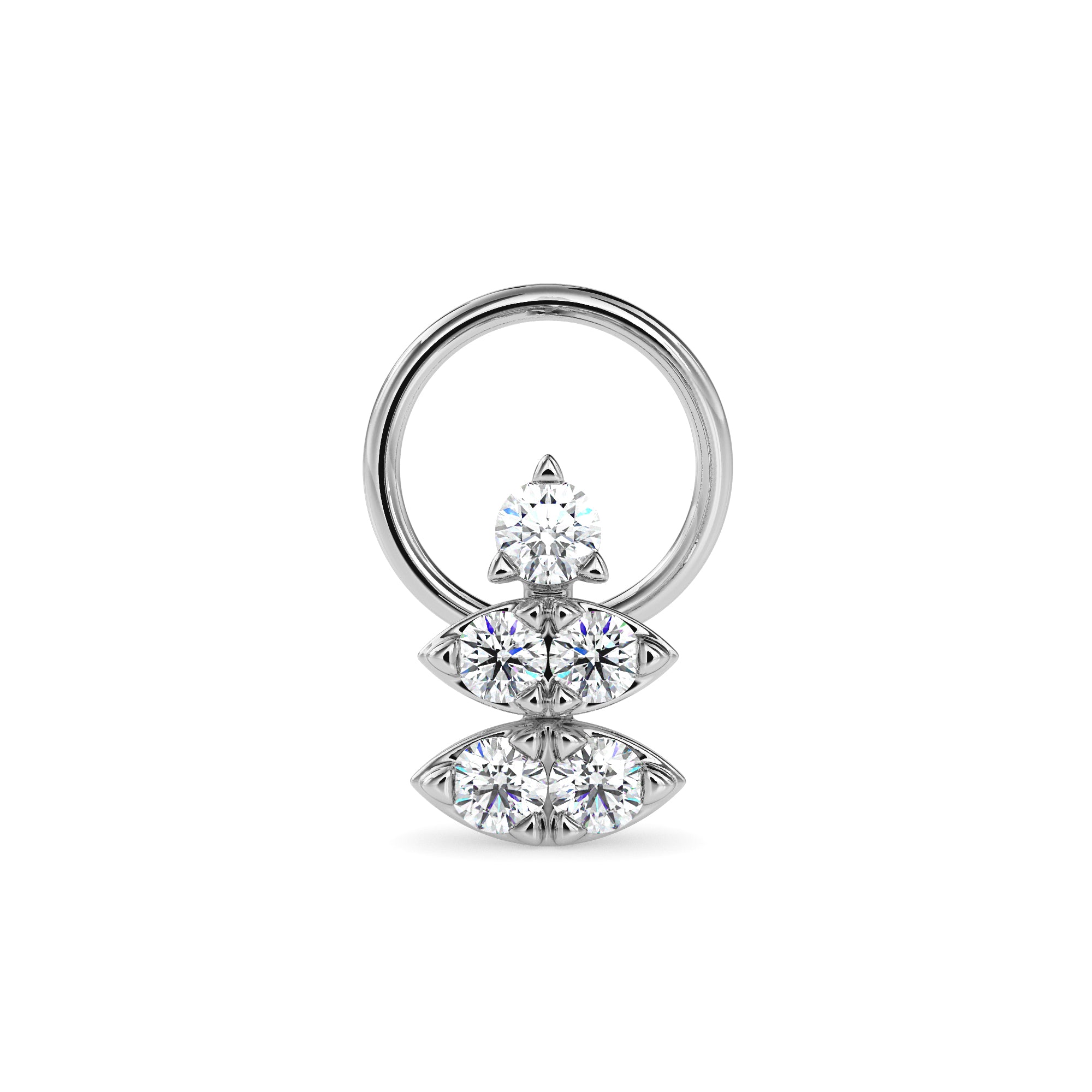 0.06Ct Round Triangle Shape Prong Lab-Grown Diamond Gold Wire Back Stud Nosepins