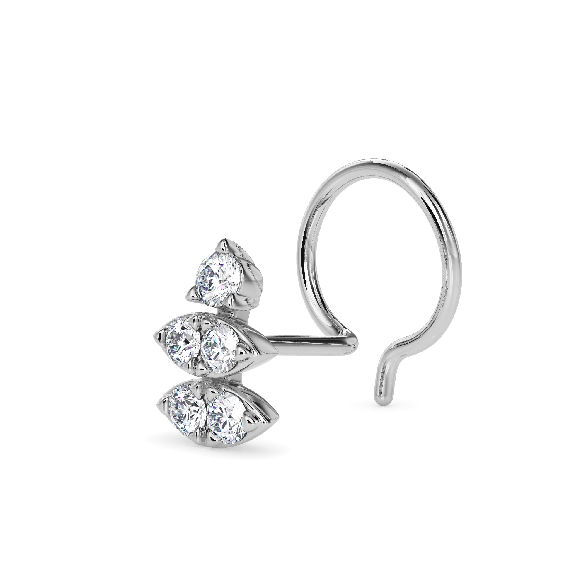 0.06Ct Round Triangle Shape Prong Lab-Grown Diamond Gold Wire Back Stud Nosepins