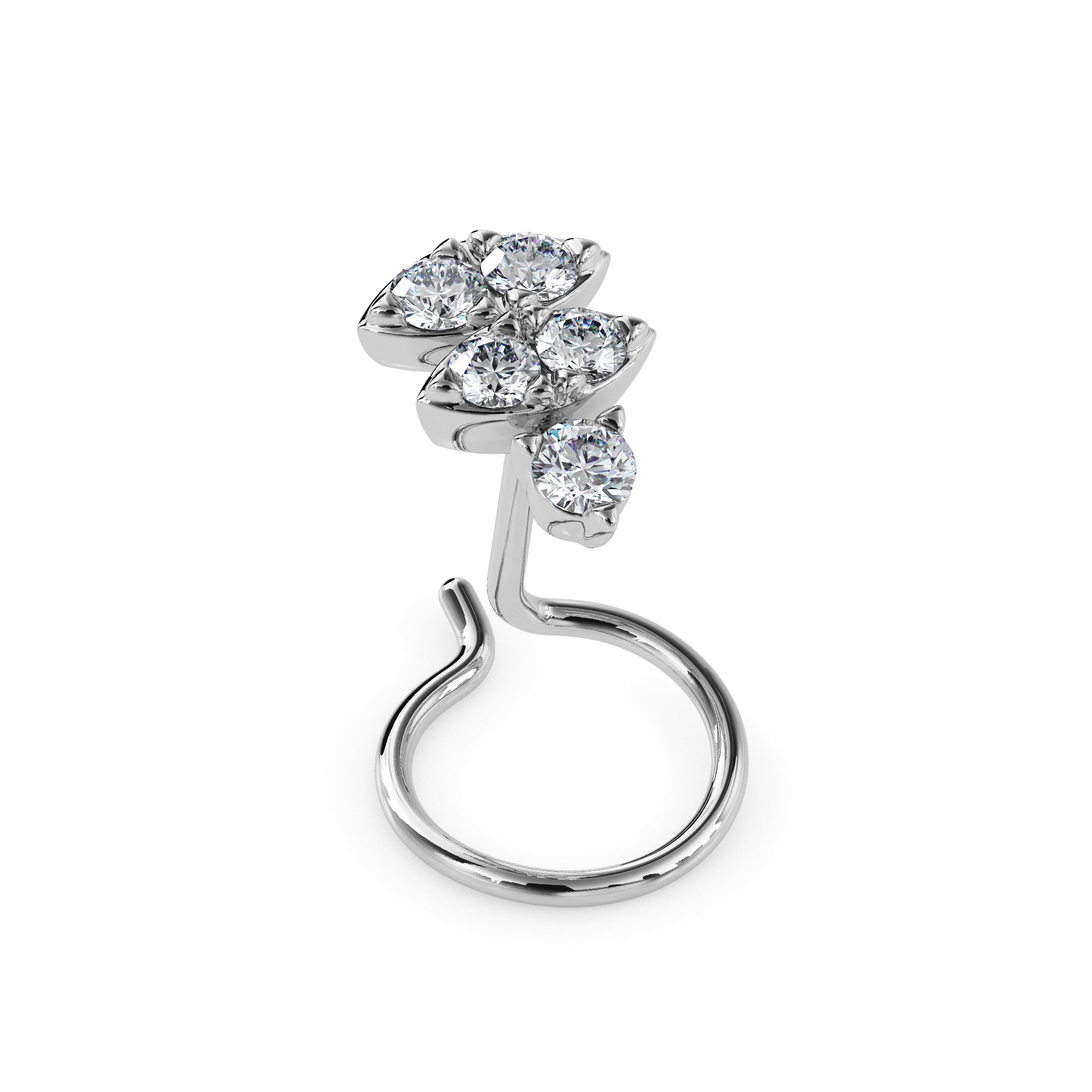 0.06Ct Round Triangle Shape Prong Lab-Grown Diamond Gold Wire Back Stud Nosepins