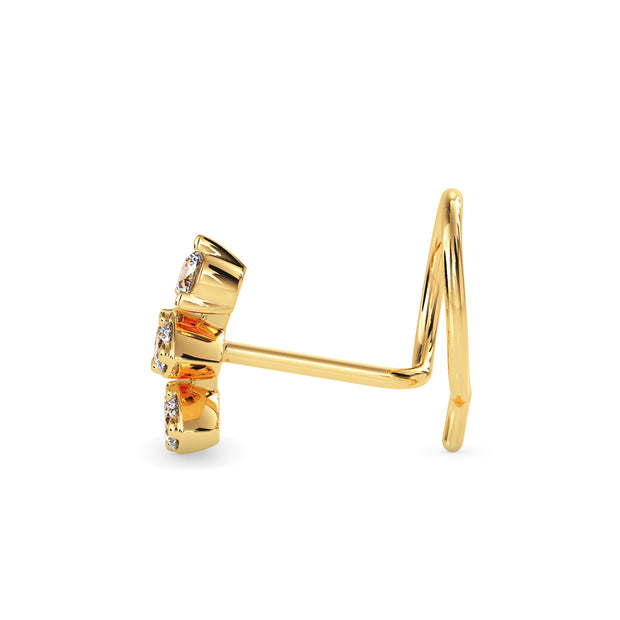 0.06Ct Round Triangle Shape Prong Lab-Grown Diamond Gold Wire Back Stud Nosepins