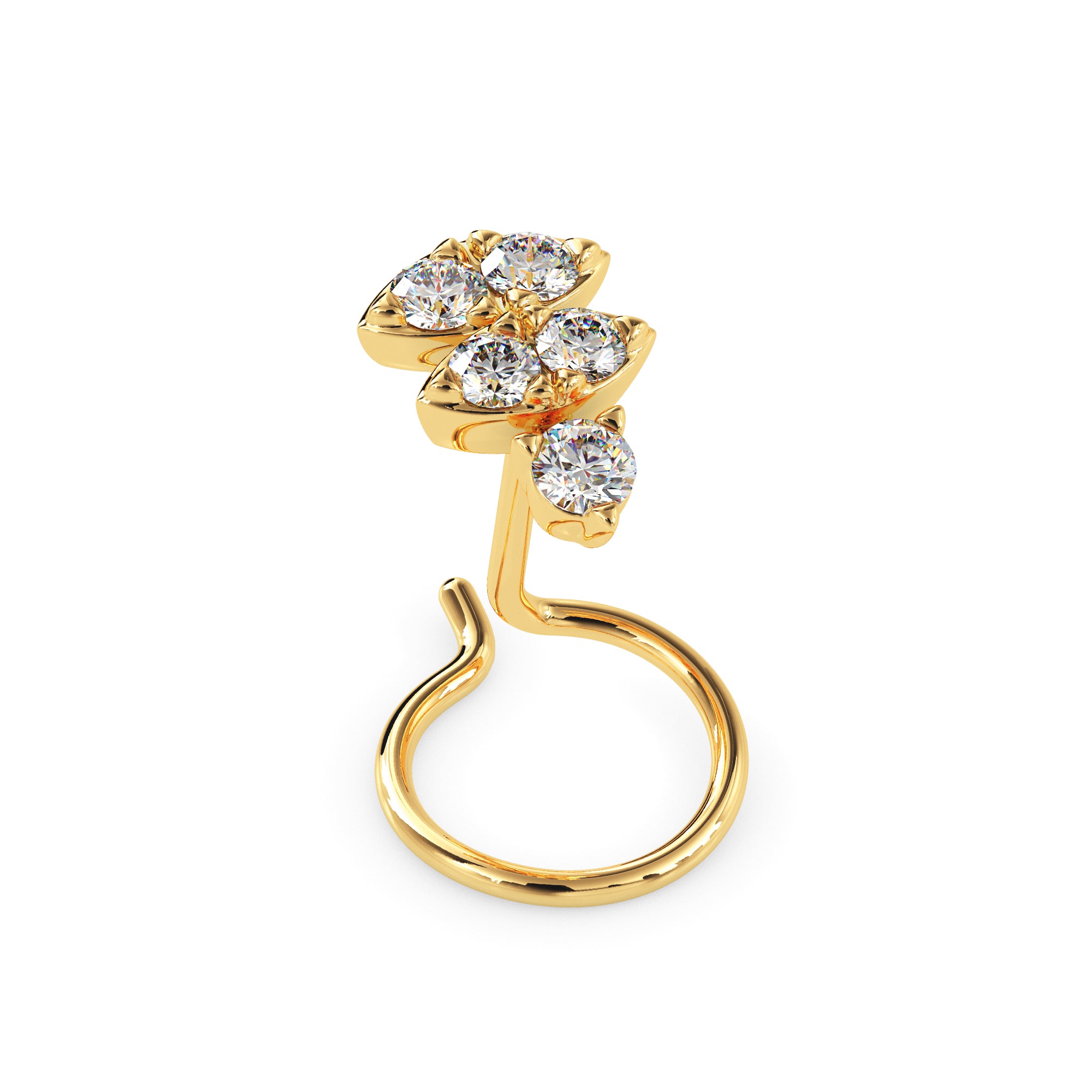 0.06Ct Round Triangle Shape Prong Lab-Grown Diamond Gold Wire Back Stud Nosepins