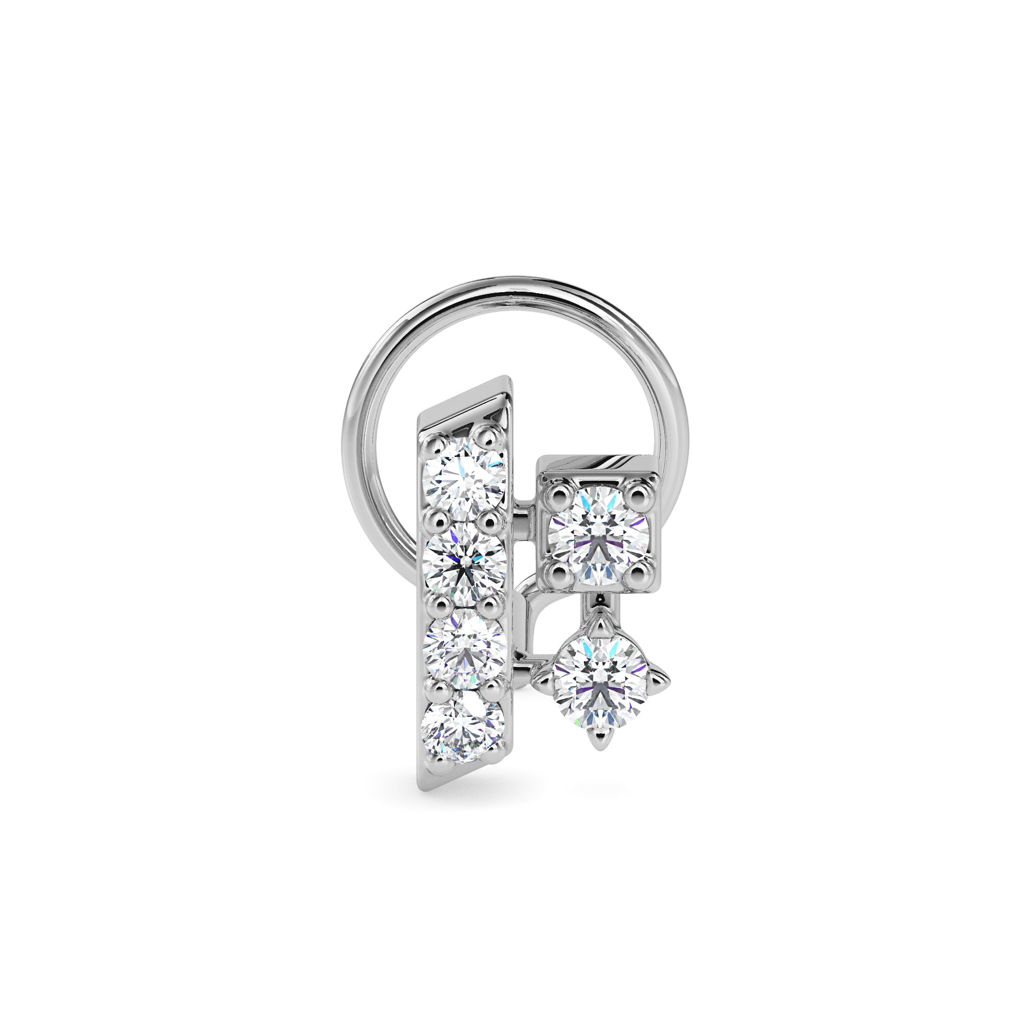 0.06Ct Round Prong Set Lab-Grown Diamond Gold Wire Back Stud Nosepins