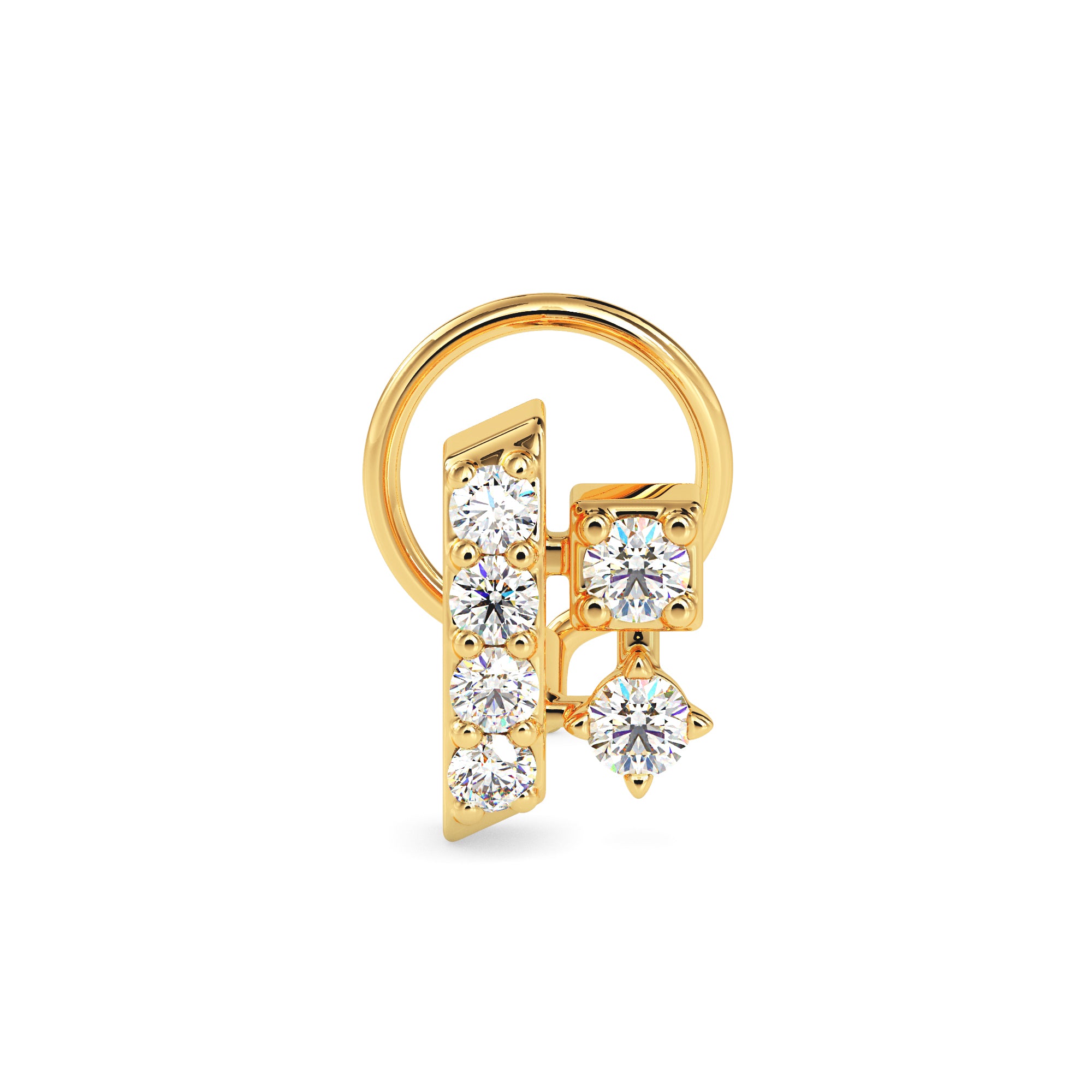 0.06Ct Round Prong Set Lab-Grown Diamond Gold Wire Back Stud Nosepins