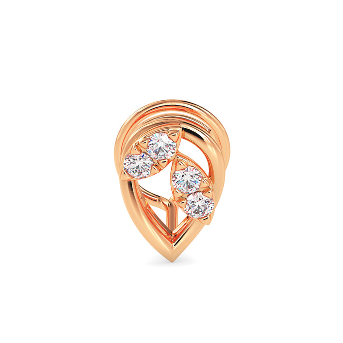 0.05Ct Leaf Shape Prong Set Lab-Grown Diamond Gold Wire Back Stud Nosepins