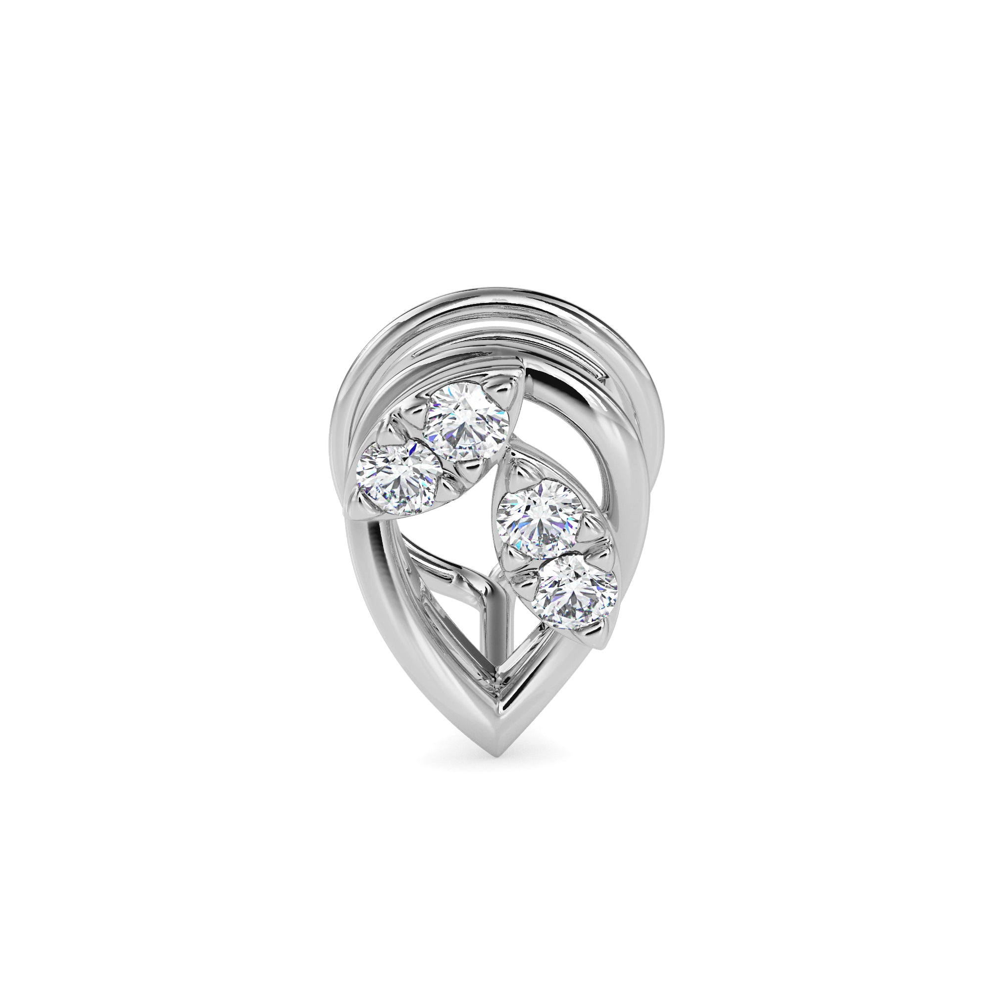 0.05Ct Leaf Shape Prong Set Lab-Grown Diamond Gold Wire Back Stud Nosepins