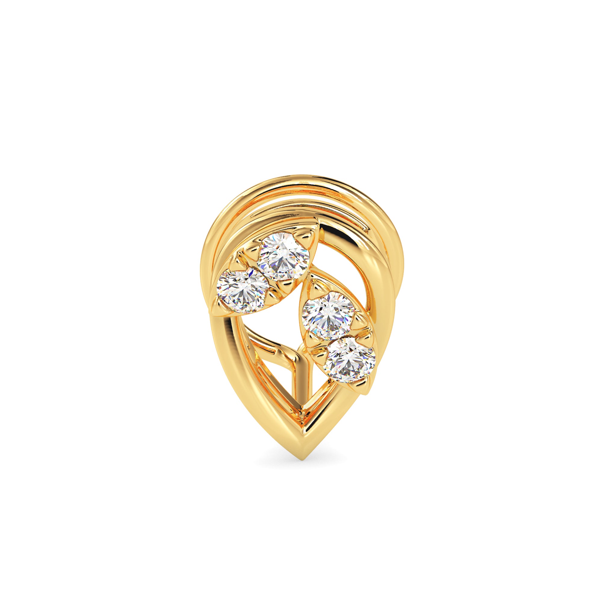0.05Ct Leaf Shape Prong Set Lab-Grown Diamond Gold Wire Back Stud Nosepins