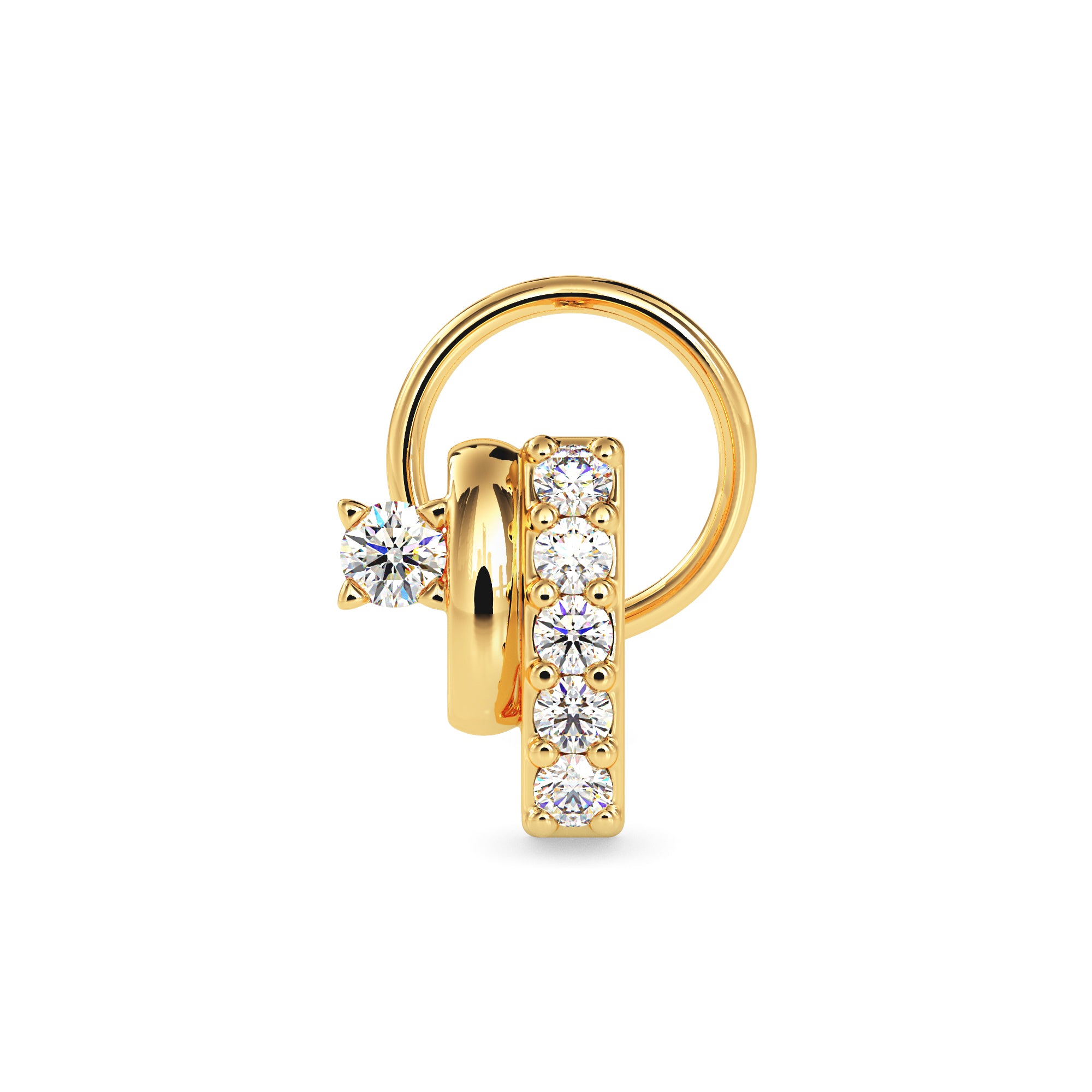 0.05Ct Double Element Design Lab-Grown Diamond Gold Wire Back Stud Nosepins