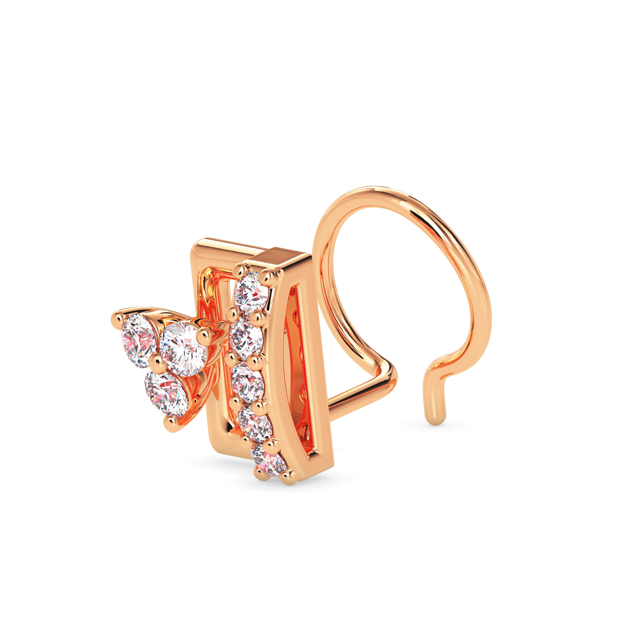 0.07Ct Rectangle Style Lab-Grown Diamond Gold Wire Back Stud Nosepins