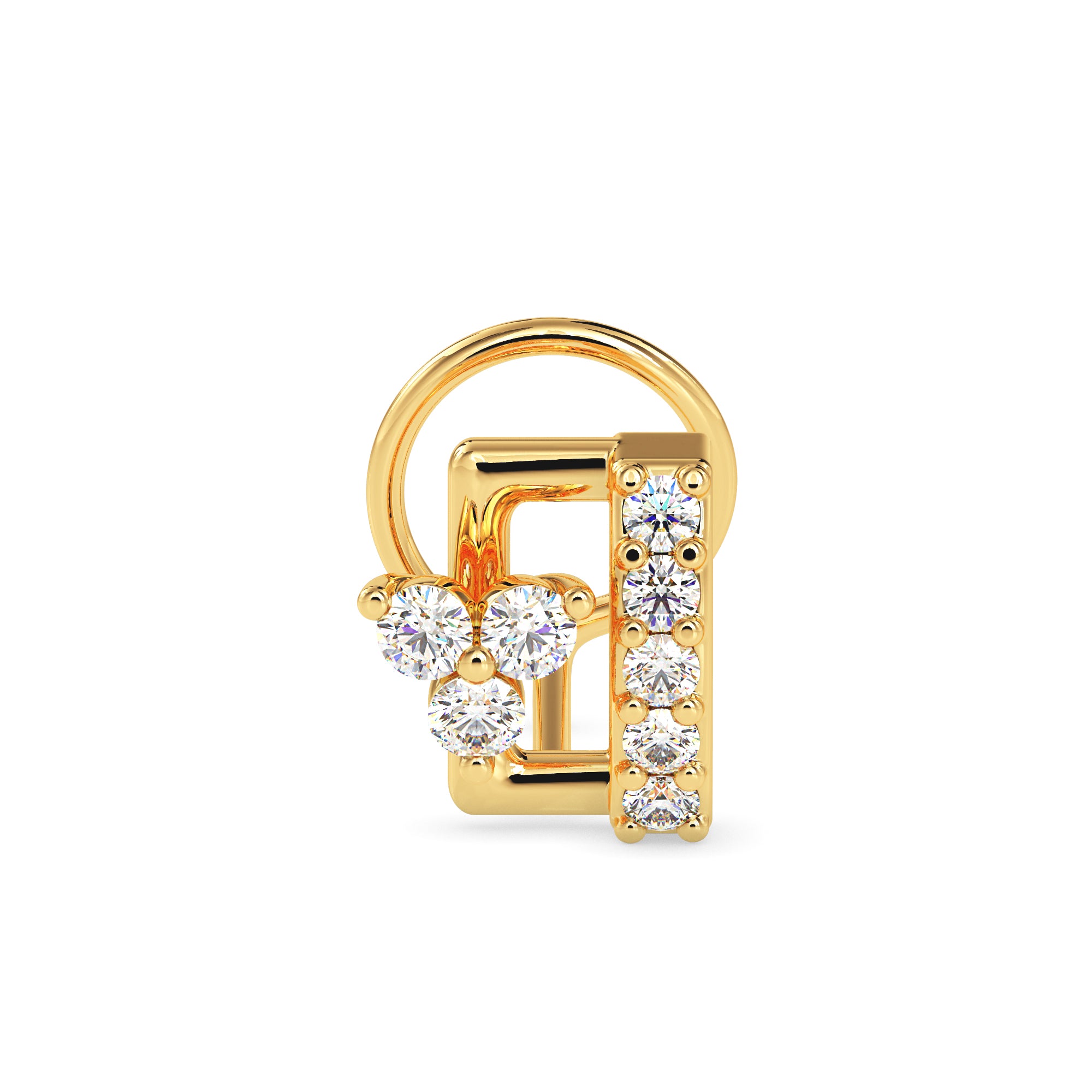 0.07Ct Rectangle Style Lab-Grown Diamond Gold Wire Back Stud Nosepins