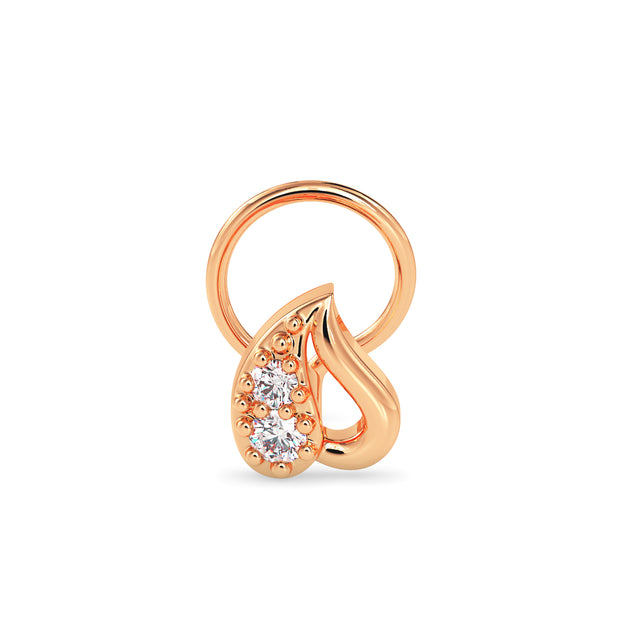 0.02Ct Leaf Style Lab-Grown Diamond Gold Wire Back Stud Nosepins