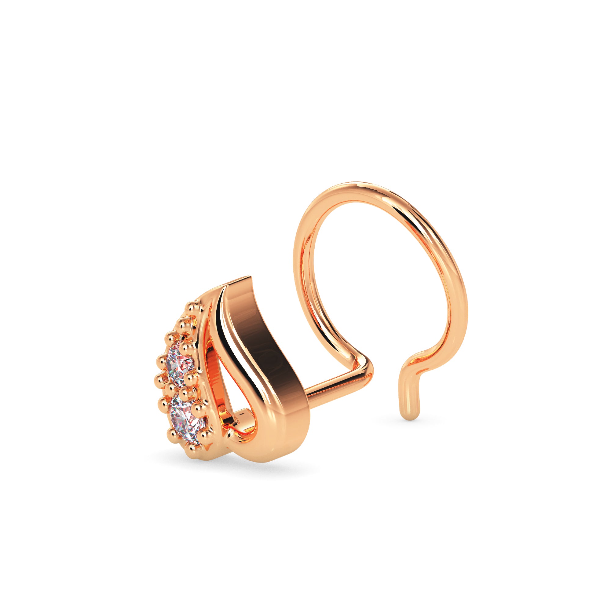 0.02Ct Leaf Style Lab-Grown Diamond Gold Wire Back Stud Nosepins