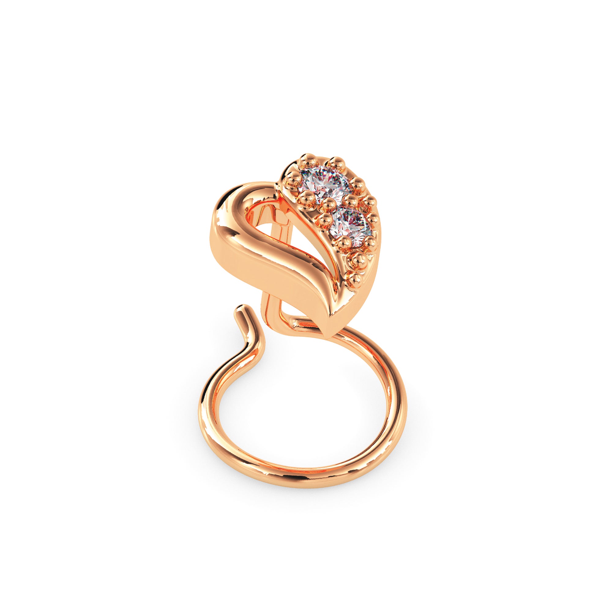 0.02Ct Leaf Style Lab-Grown Diamond Gold Wire Back Stud Nosepins