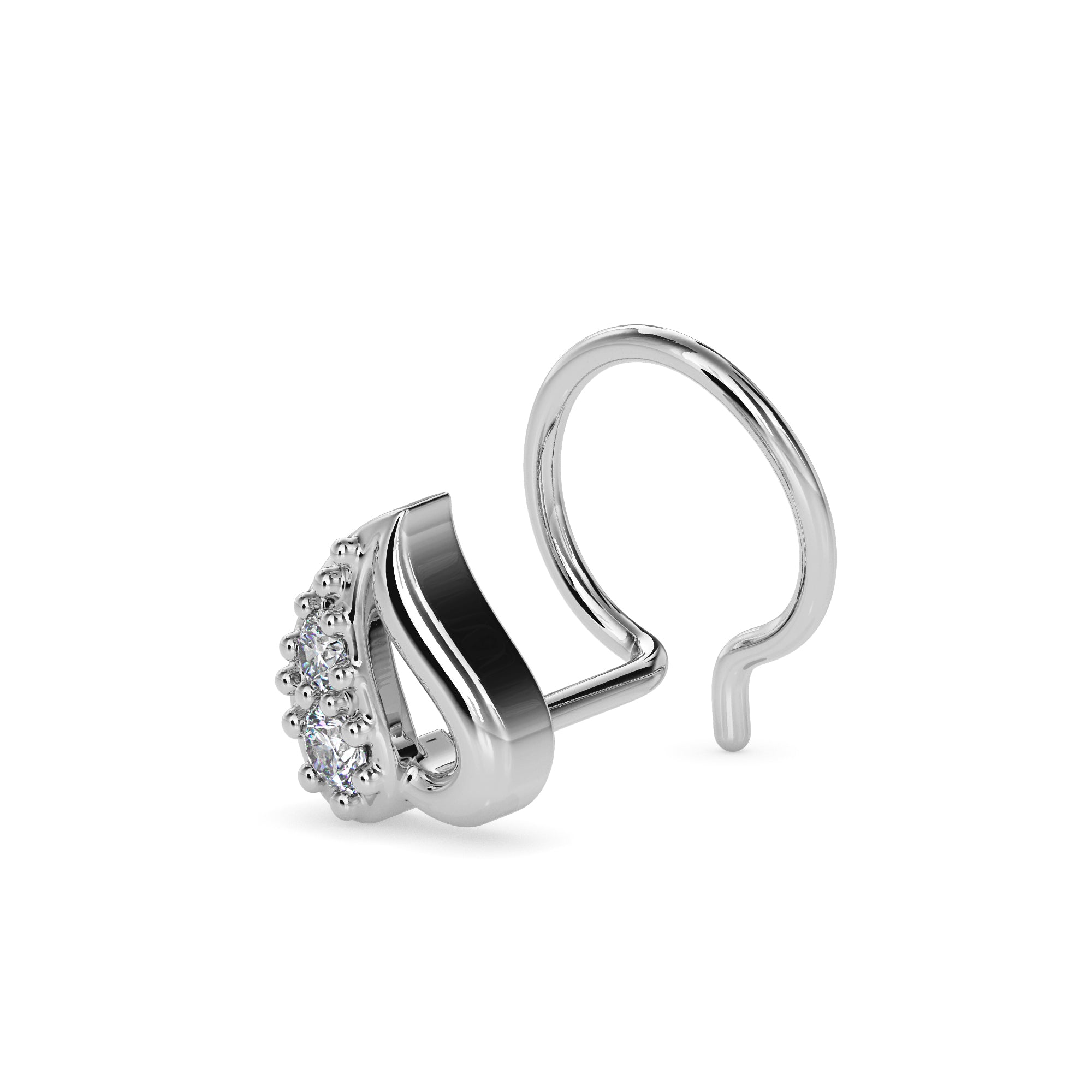 0.02Ct Leaf Style Lab-Grown Diamond Gold Wire Back Stud Nosepins