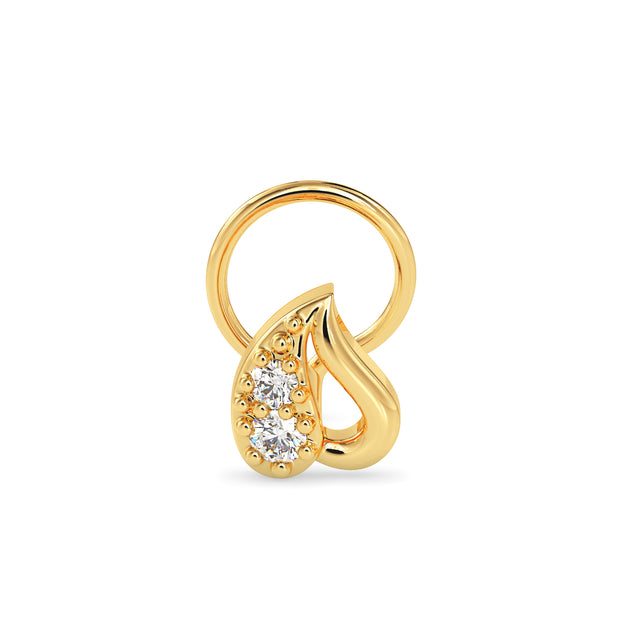 0.02Ct Leaf Style Lab-Grown Diamond Gold Wire Back Stud Nosepins