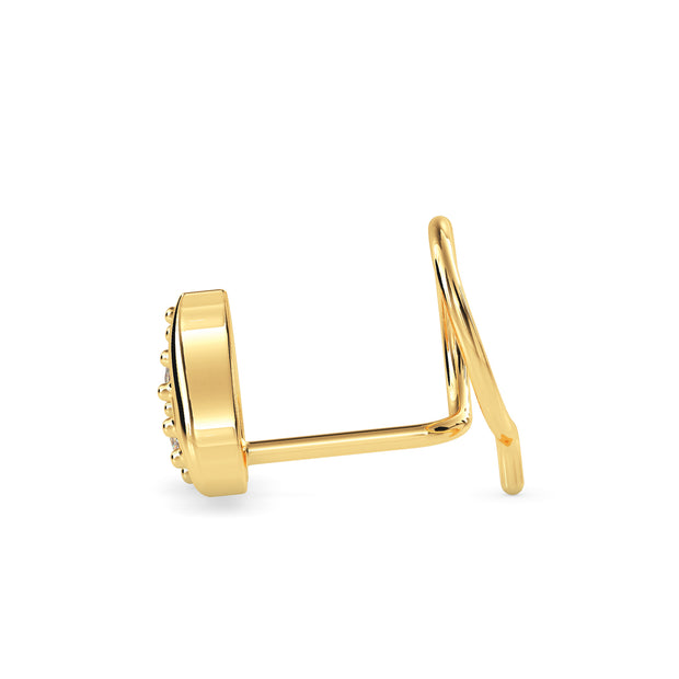 0.02Ct Leaf Style Lab-Grown Diamond Gold Wire Back Stud Nosepins
