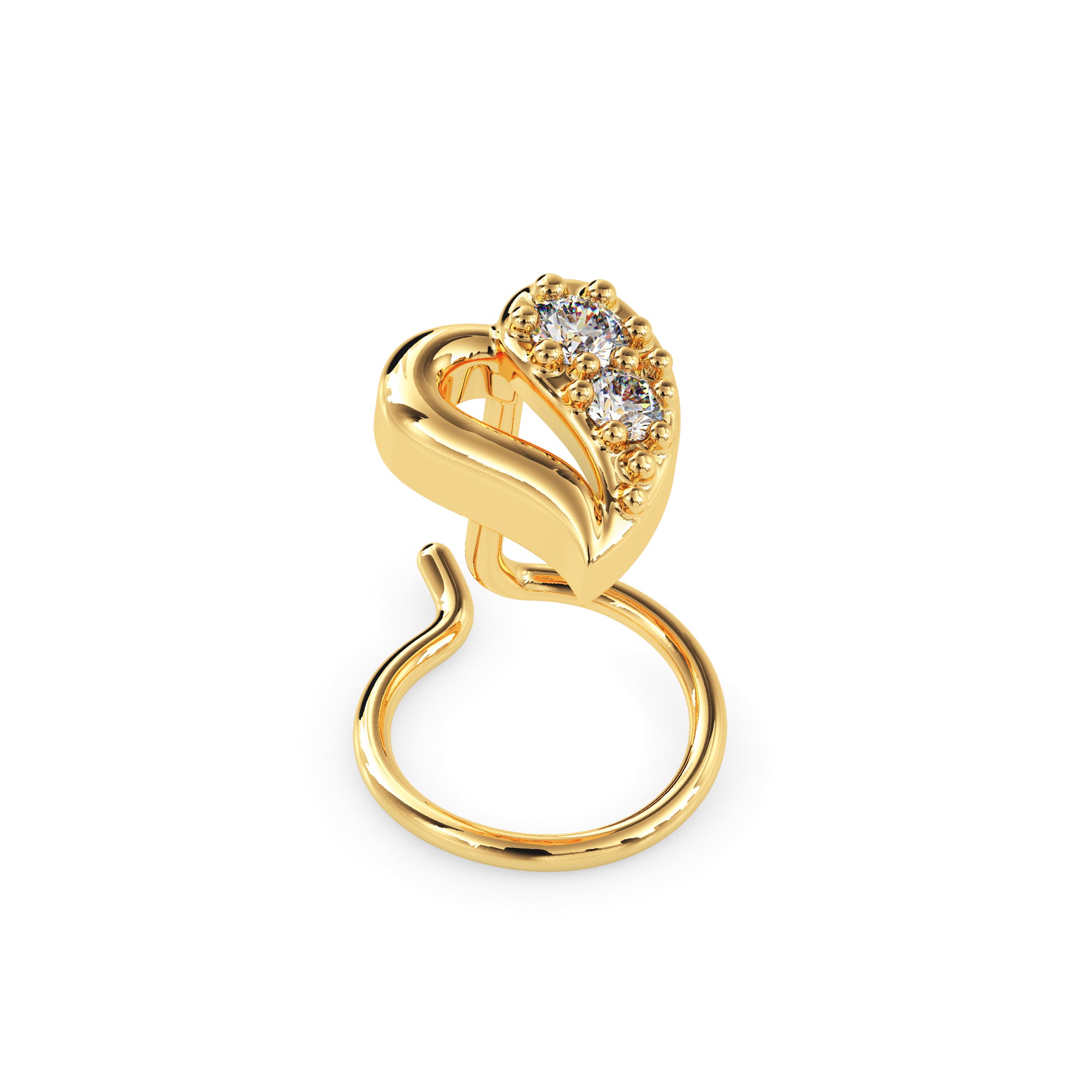 0.02Ct Leaf Style Lab-Grown Diamond Gold Wire Back Stud Nosepins