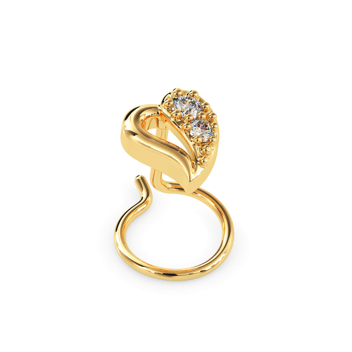 0.02Ct Leaf Style Lab-Grown Diamond Gold Wire Back Stud Nosepins