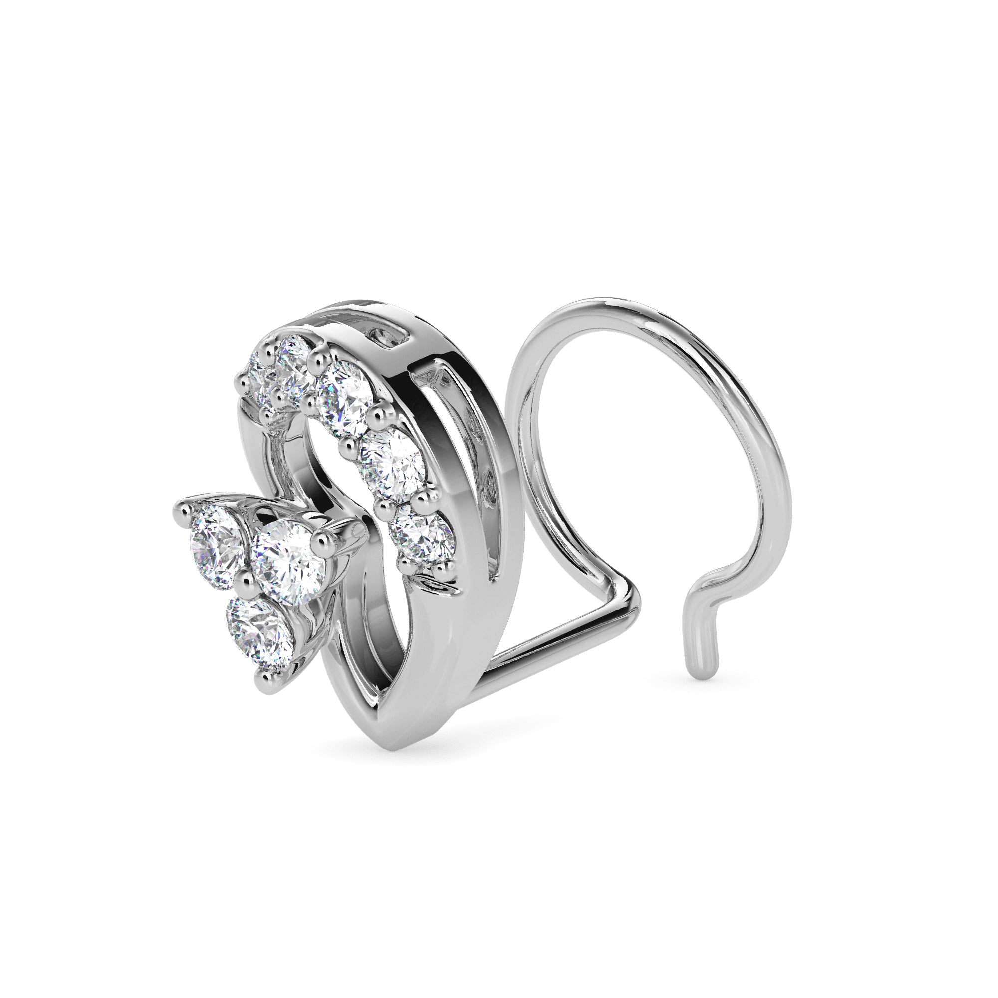 0.07Ct Leaf Shape Prong Set Lab-Grown Diamond Gold Wire Back Stud Nosepins