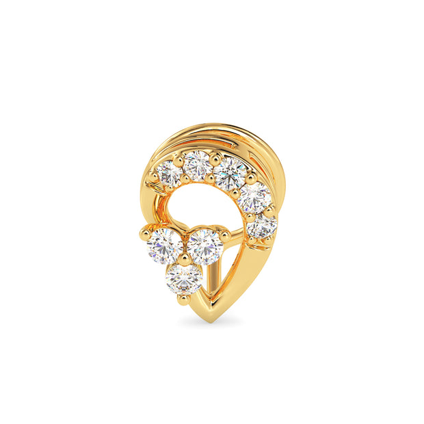 0.07Ct Leaf Shape Prong Set Lab-Grown Diamond Gold Wire Back Stud Nosepins