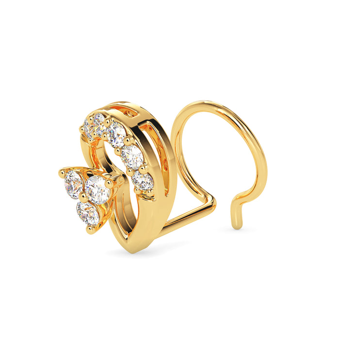 0.07Ct Leaf Shape Prong Set Lab-Grown Diamond Gold Wire Back Stud Nosepins