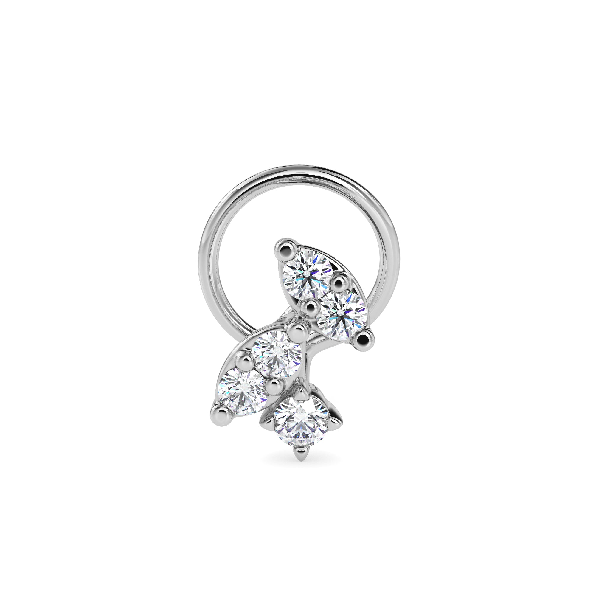 0.06Ct Two Marquise Shape Prong Set Lab-Grown Diamond Gold Wire Back Stud Nosepins