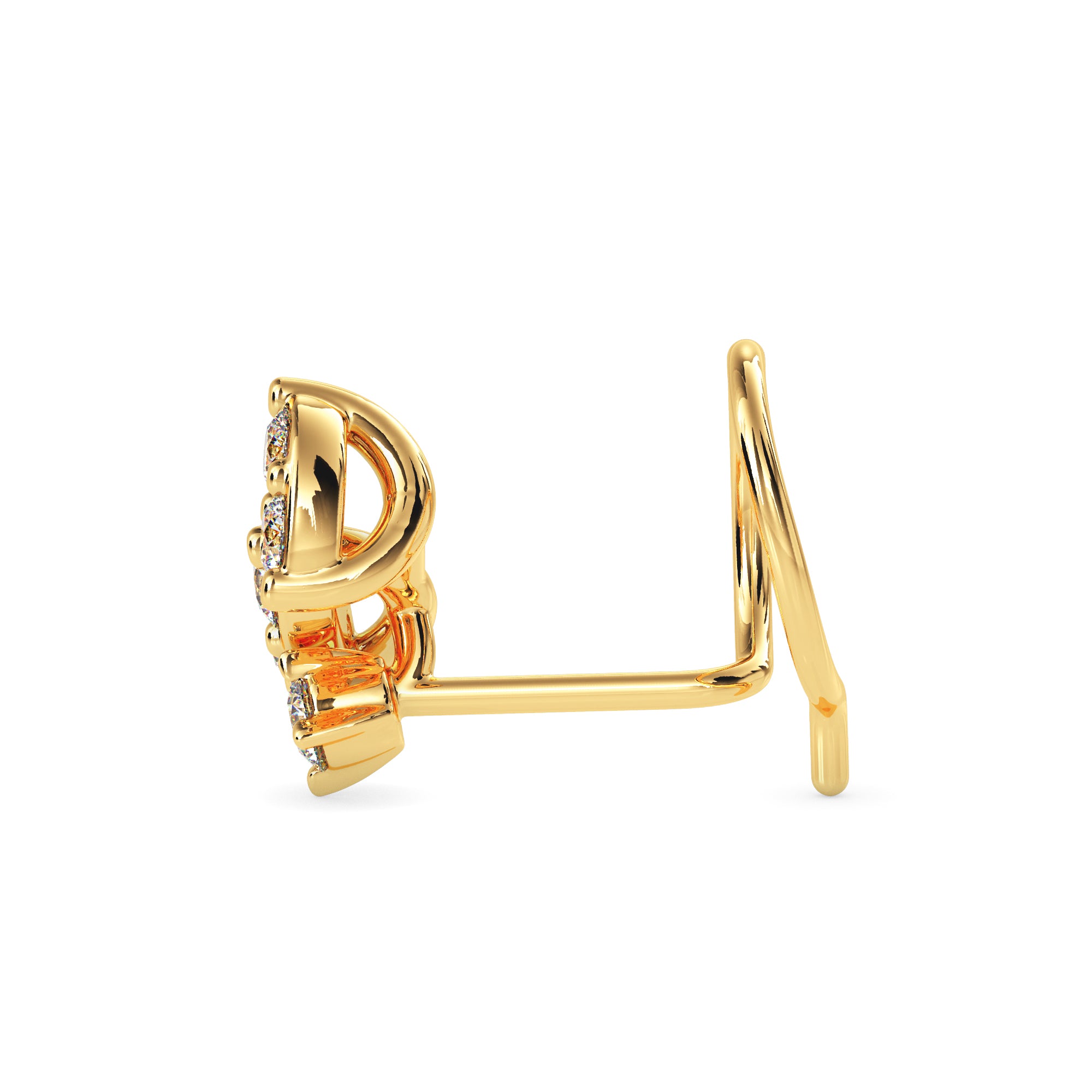 0.06Ct Two Marquise Shape Prong Set Lab-Grown Diamond Gold Wire Back Stud Nosepins