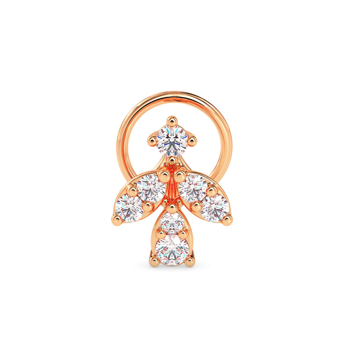 0.08Ct Cluster Design Lab-Grown Diamond Gold Wire Back Stud Nosepins