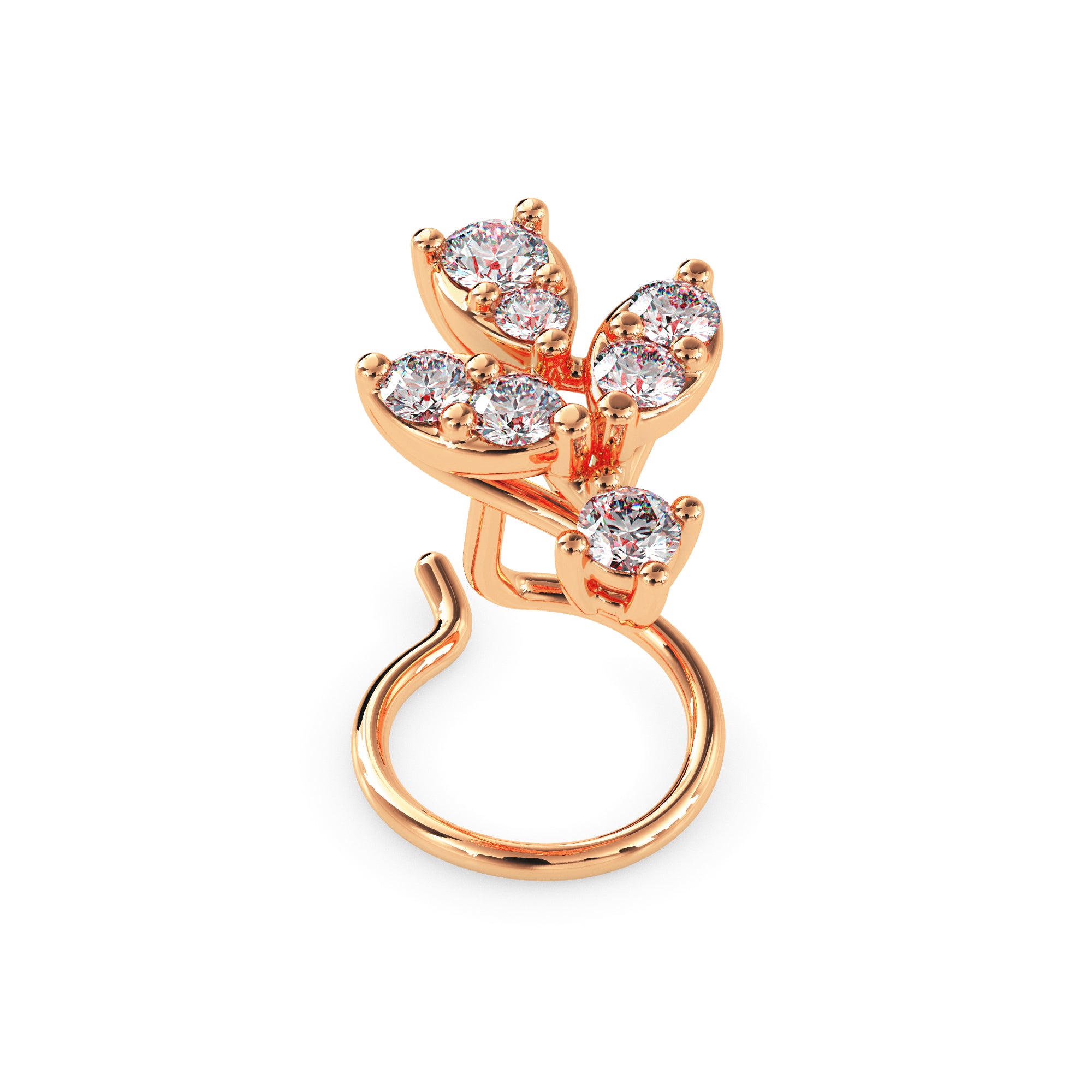 0.08Ct Cluster Design Lab-Grown Diamond Gold Wire Back Stud Nosepins