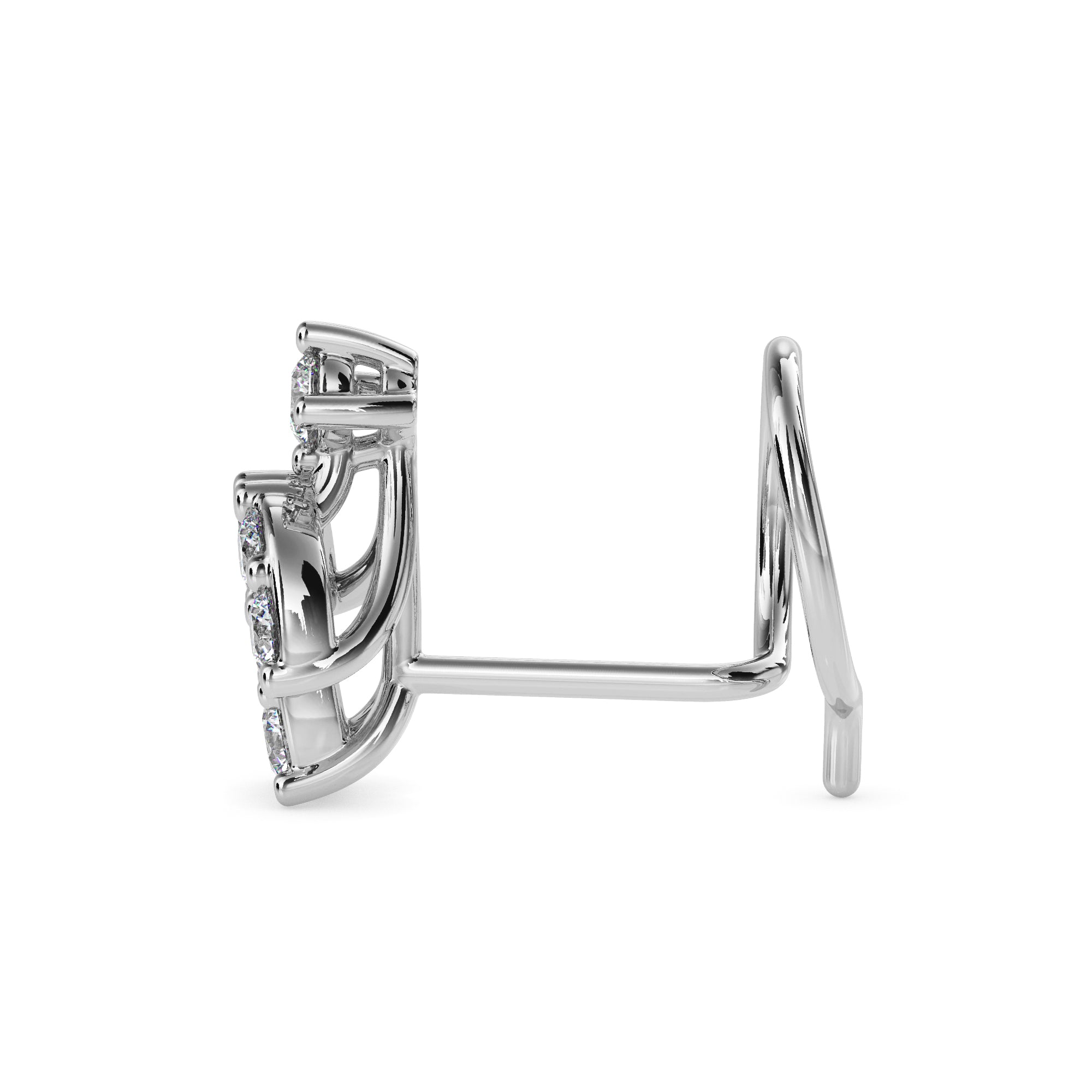 0.08Ct Cluster Design Lab-Grown Diamond Gold Wire Back Stud Nosepins
