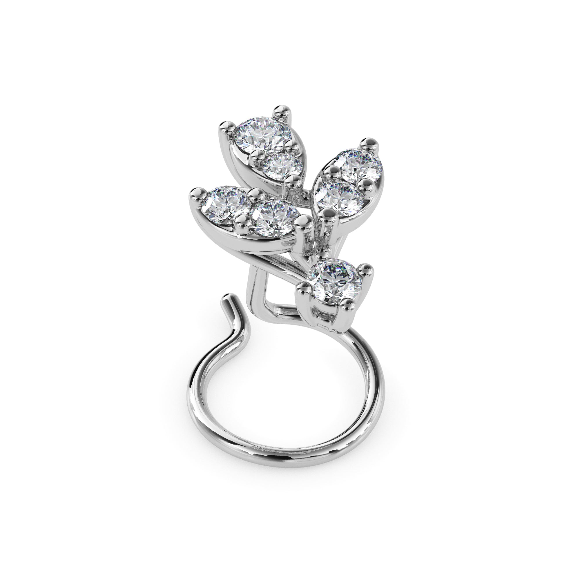 0.08Ct Cluster Design Lab-Grown Diamond Gold Wire Back Stud Nosepins