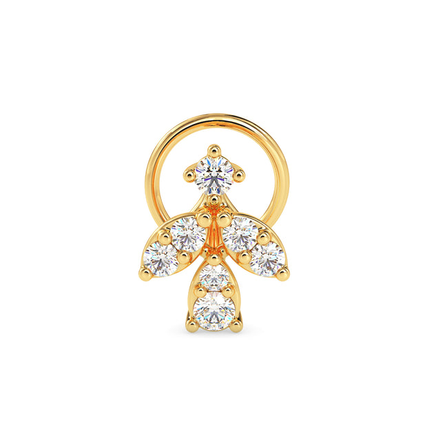 0.08Ct Cluster Design Lab-Grown Diamond Gold Wire Back Stud Nosepins