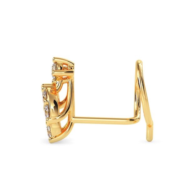 0.08Ct Cluster Design Lab-Grown Diamond Gold Wire Back Stud Nosepins