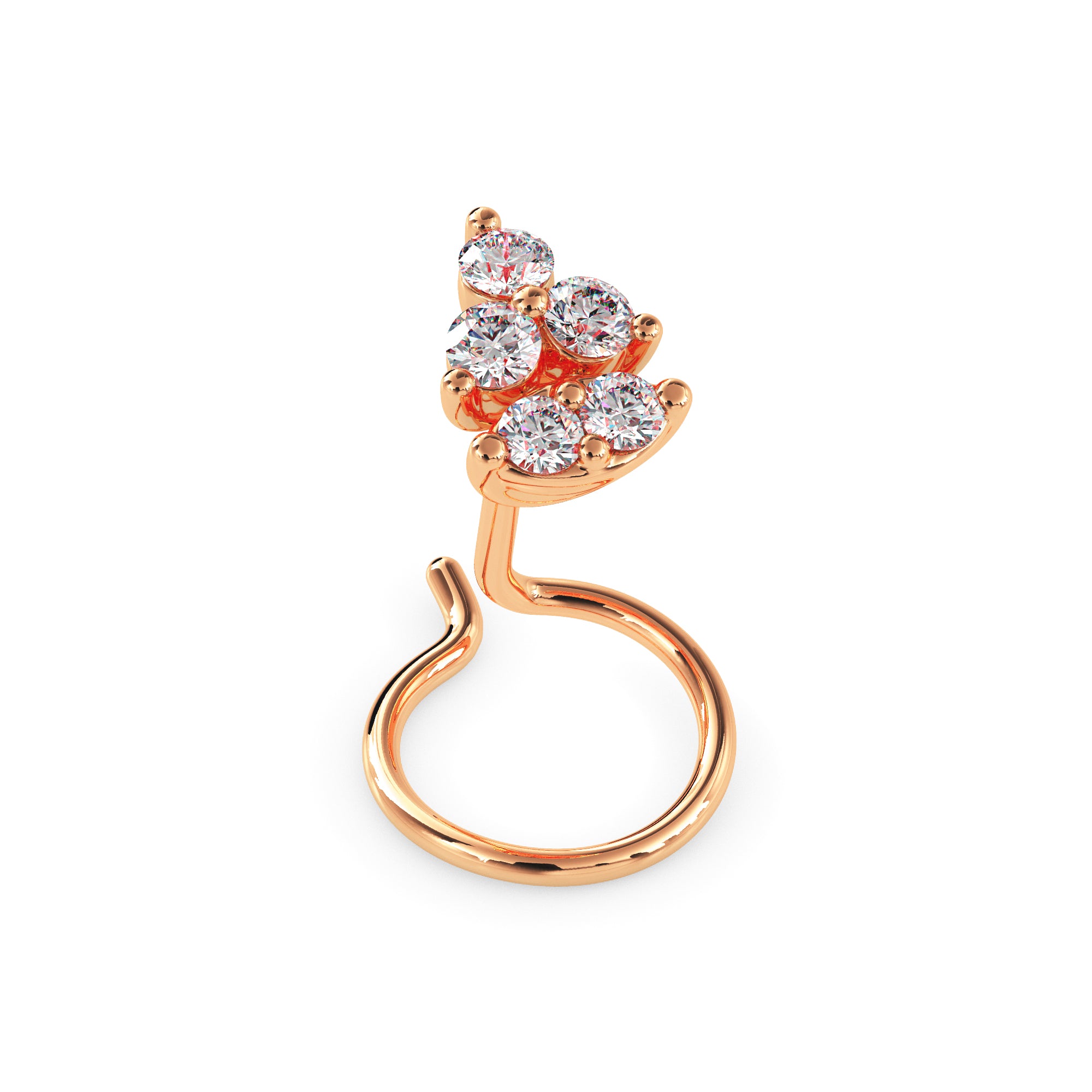 0.05Ct Round Cluster Lab-Grown Diamond Gold Wire Back Stud Nosepins
