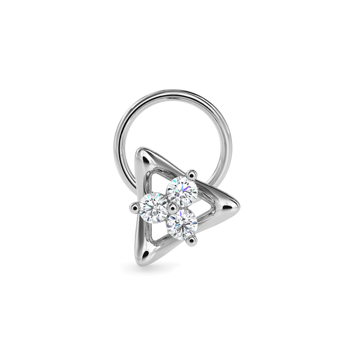 0.04Ct Triangle Round Three Stone Lab-Grown Diamond Gold Wire Back Stud Nosepins