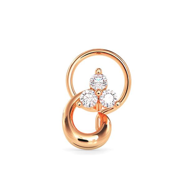 0.05Ct Round Three Stone Lab-Grown Diamond Gold Wire Back Stud Nosepins