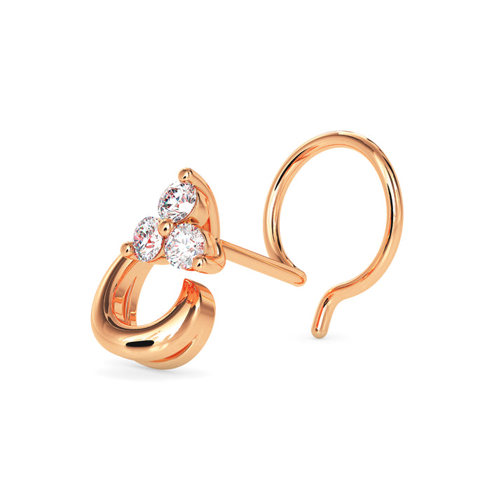 0.05Ct Round Three Stone Lab-Grown Diamond Gold Wire Back Stud Nosepins