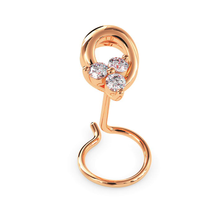 0.05Ct Round Three Stone Lab-Grown Diamond Gold Wire Back Stud Nosepins