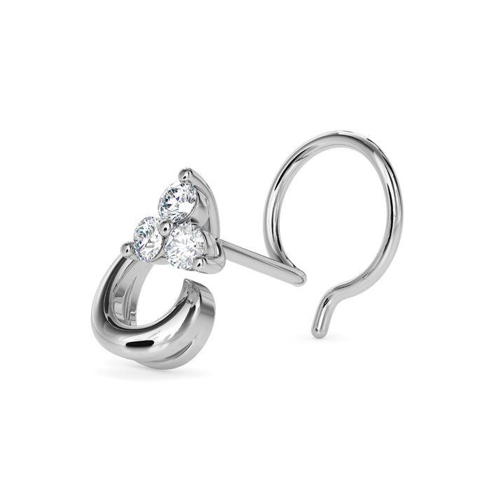 0.05Ct Round Three Stone Lab-Grown Diamond Gold Wire Back Stud Nosepins