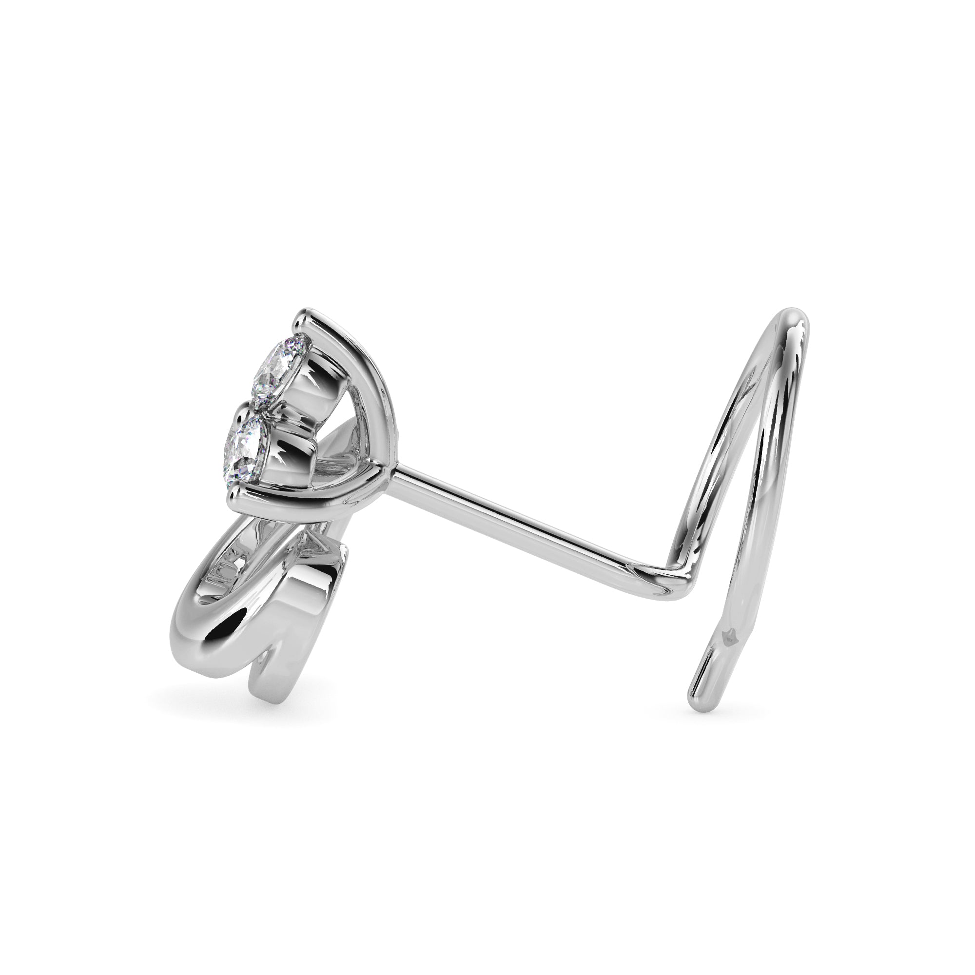 0.05Ct Round Three Stone Lab-Grown Diamond Gold Wire Back Stud Nosepins