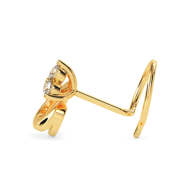 0.05Ct Round Three Stone Lab-Grown Diamond Gold Wire Back Stud Nosepins