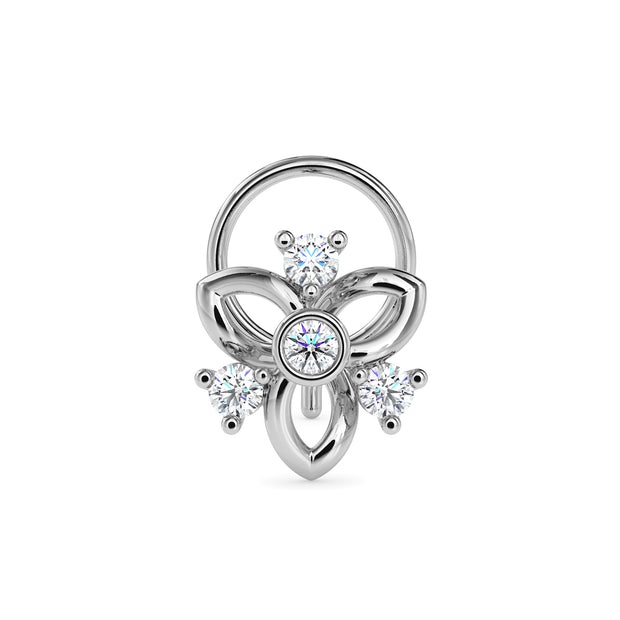 0.05Ct Floral Round Bezel Lab-Grown Diamond Gold Wire Back Stud Nosepins