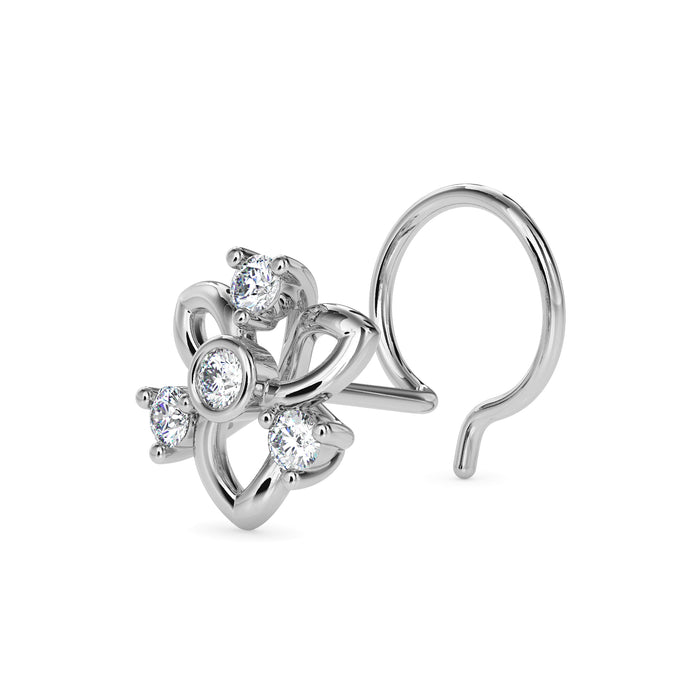 0.05Ct Floral Round Bezel Lab-Grown Diamond Gold Wire Back Stud Nosepins